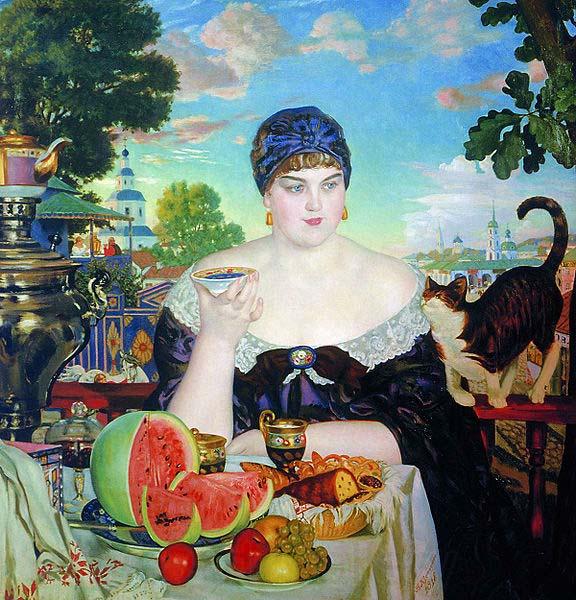 Boris Kustodiev The Merchant Wife Norge oil painting art